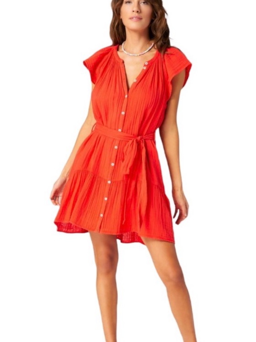 Xirena Jude Mini Dress in Day Crush Gauze XSmall XS Bright Red-Orange